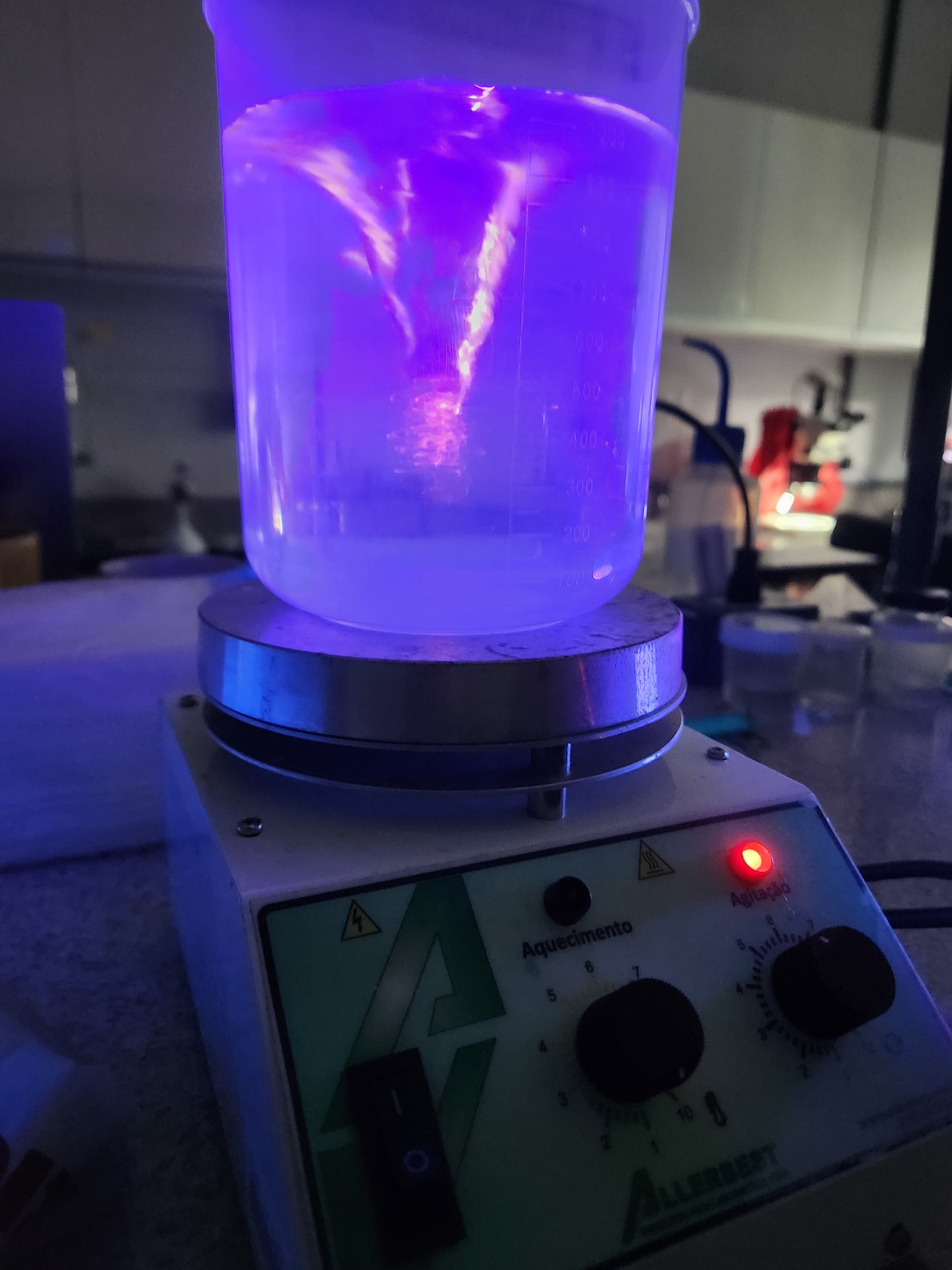 Na etapa laboratorial da pesquisa, o glitter foi diluído para preparar o experimento com insetos e a água coletada das bromélias (crédito: Alana do Carmo de Oliveira) WhatsApp Image 2025 08 01 at 11.23.45